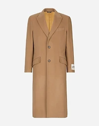 Single-breasted camel wool coat