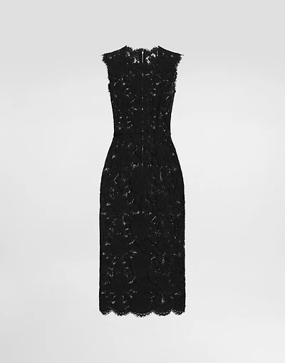 Branded stretch lace calf-length dress
