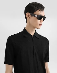 Silk polo shirt with logo