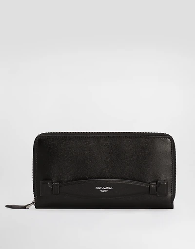 Zip-around calfskin wallet
