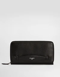 Zip-around calfskin wallet