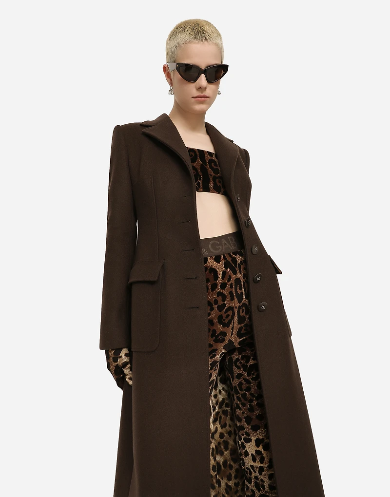 Long single-breasted wool and cashmere coat