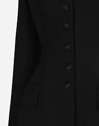 Long single-breasted wool cady Dolce-fit jacket