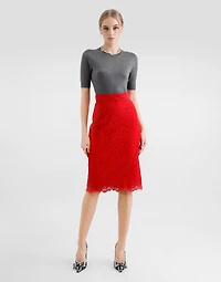 Cordonetto lace midi pencil skirt