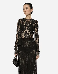 Calf-length floral lace dress