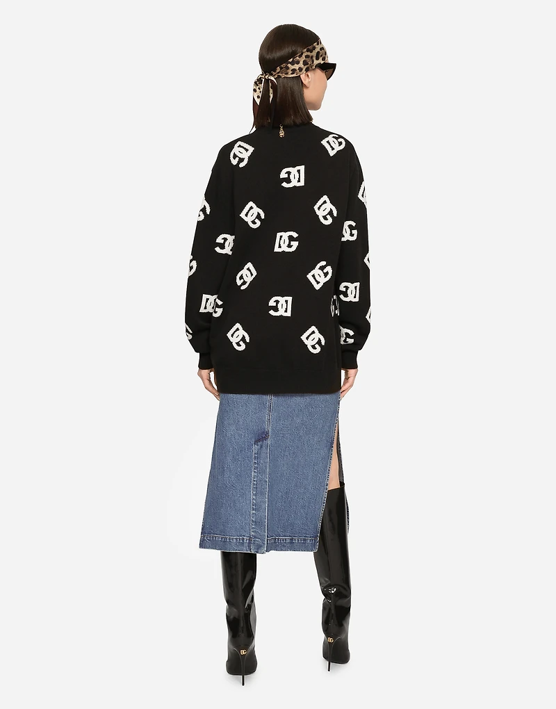 Wool cardigan with DG inlay