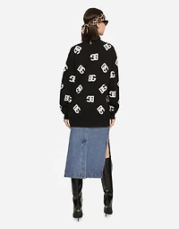 Wool cardigan with DG inlay