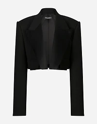 Short double wool tuxedo jacket
