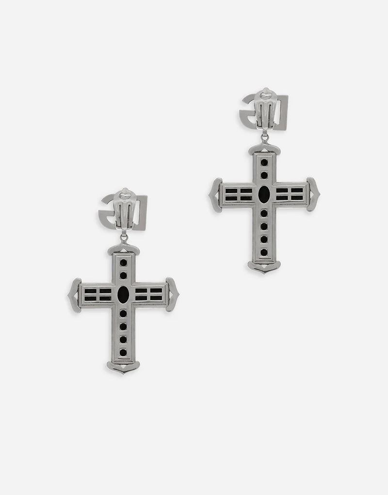 KIM DOLCE&GABBANA Cross earrings with rhinestone accents