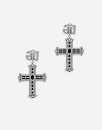 KIM DOLCE&GABBANA Cross earrings with rhinestone accents