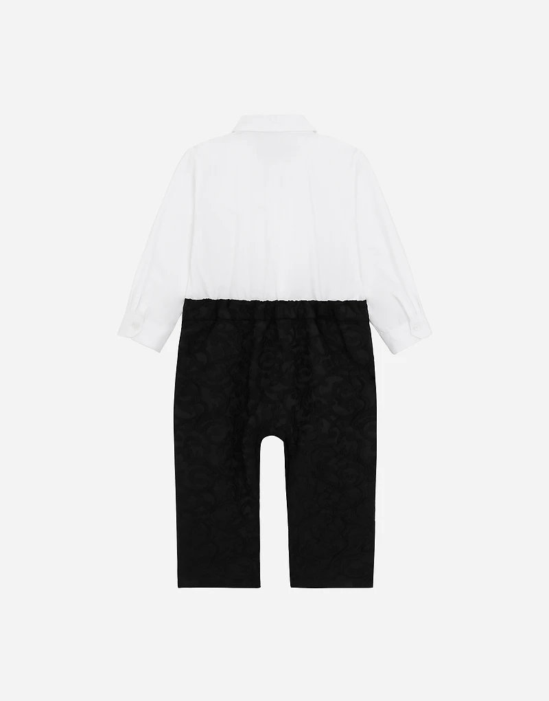 Jacquard and cotton tuxedo onesie