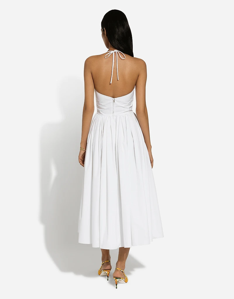 Midi cotton dress with circle skirt