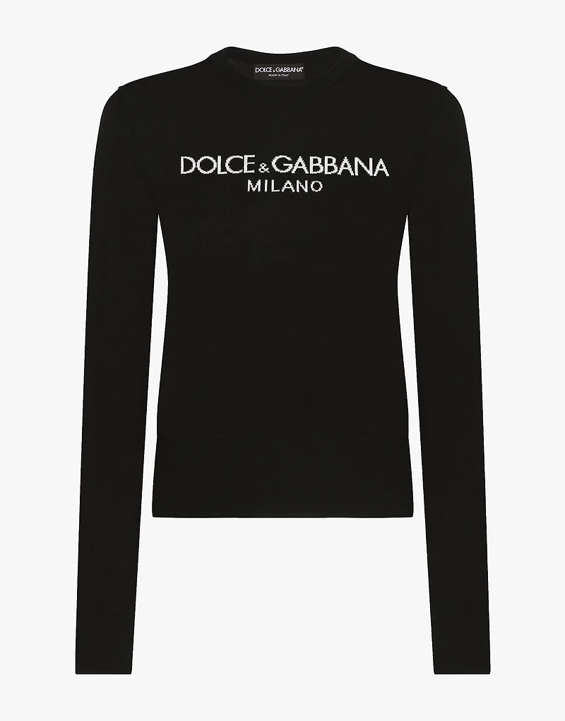 Wool sweater with Dolce&Gabbana logo inlay