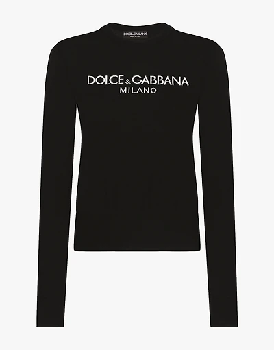 Wool sweater with Dolce&Gabbana logo inlay