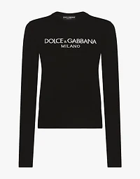 Wool sweater with Dolce&Gabbana logo inlay
