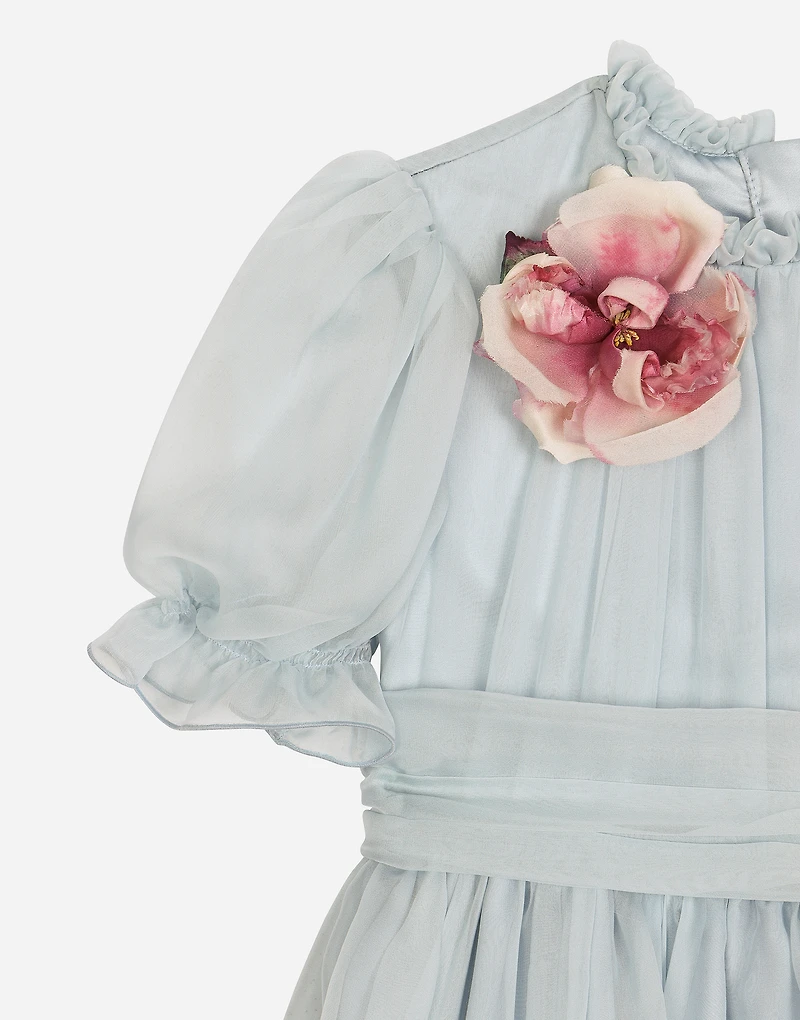 Chiffon dress with 3D flowers