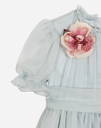 Chiffon dress with 3D flowers