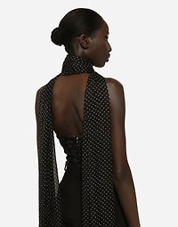Chiffon top with polka-dot print and scarf detail