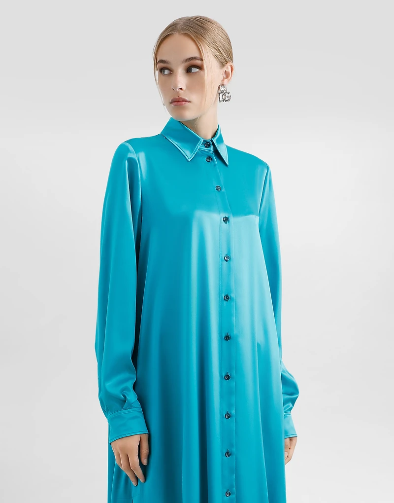 Long silk satin caftan