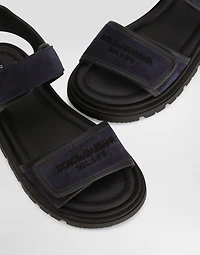 Split leather sandals with Dolce&Gabbana logo print