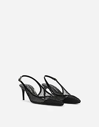 Patent leather and mesh slingbacks