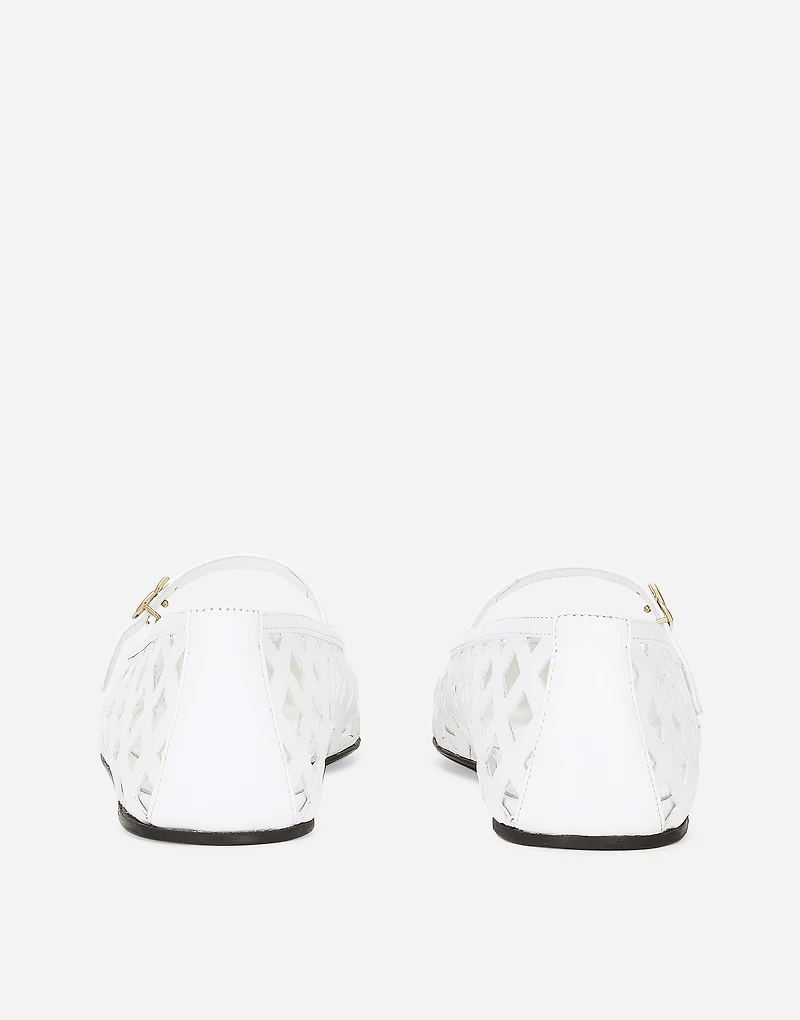 Openwork calfskin ballet flats