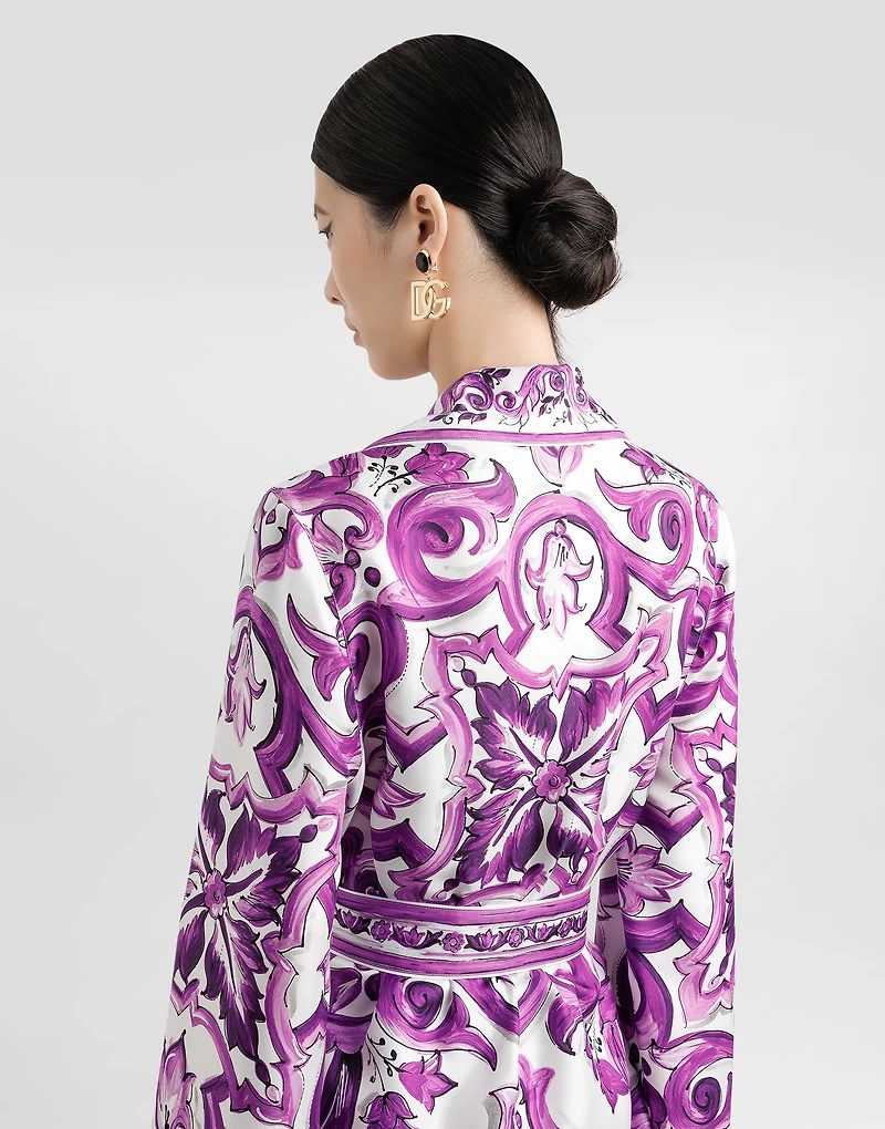Majolica-print twill shirt