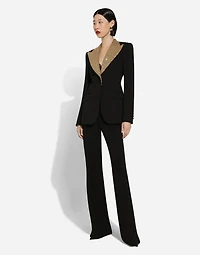 Single-breasted wool Turlington jacket with sequined lapels