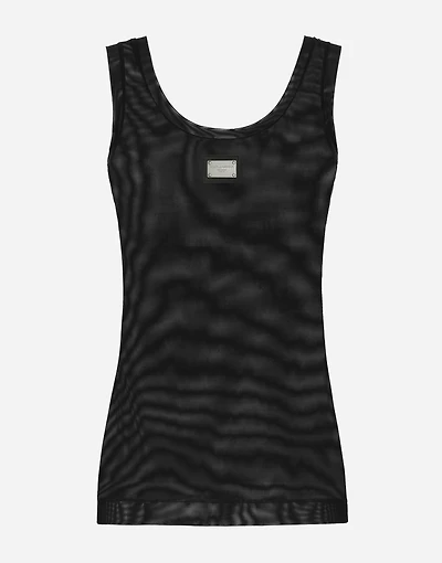 Light tulle vest top with Dolce&Gabbana logo tag