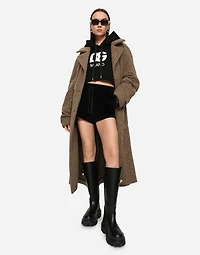 Cropped jersey hoodie with embroidered DG patch