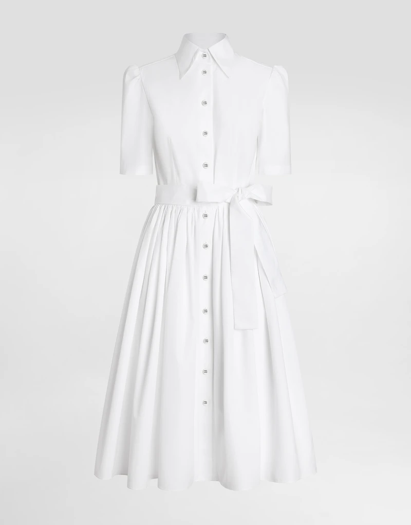 Cotton calf-length shirt dress