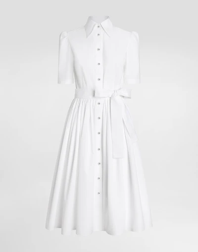 Cotton calf-length shirt dress