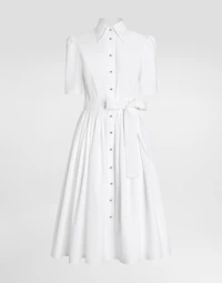 Cotton calf-length shirt dress