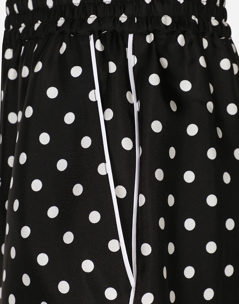 Silk pajama shorts with polka-dot print