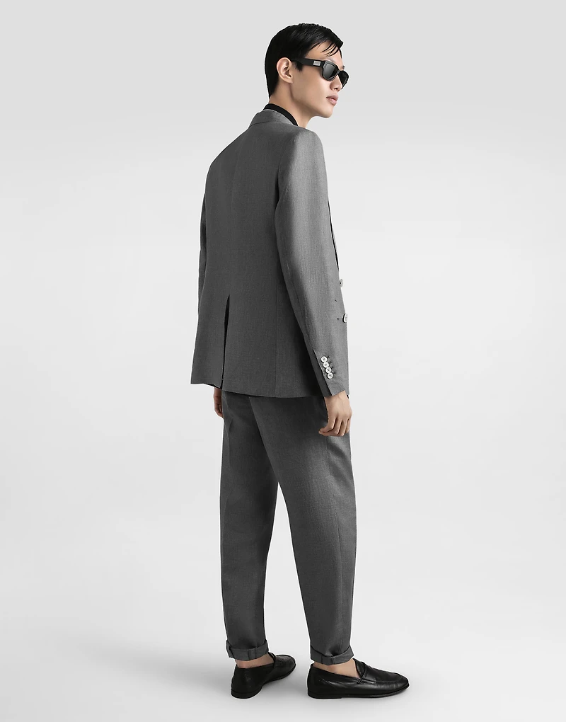 Washed linen canvas jogging trousers