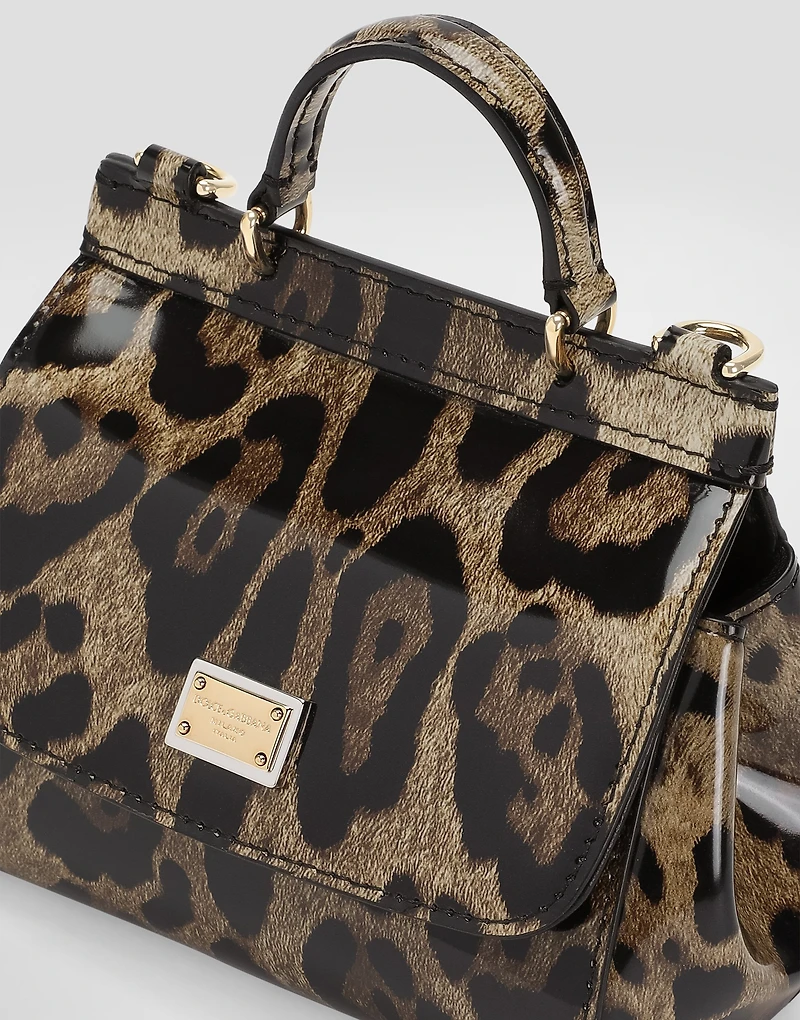 Printed polished calfskin mini Sicily bag