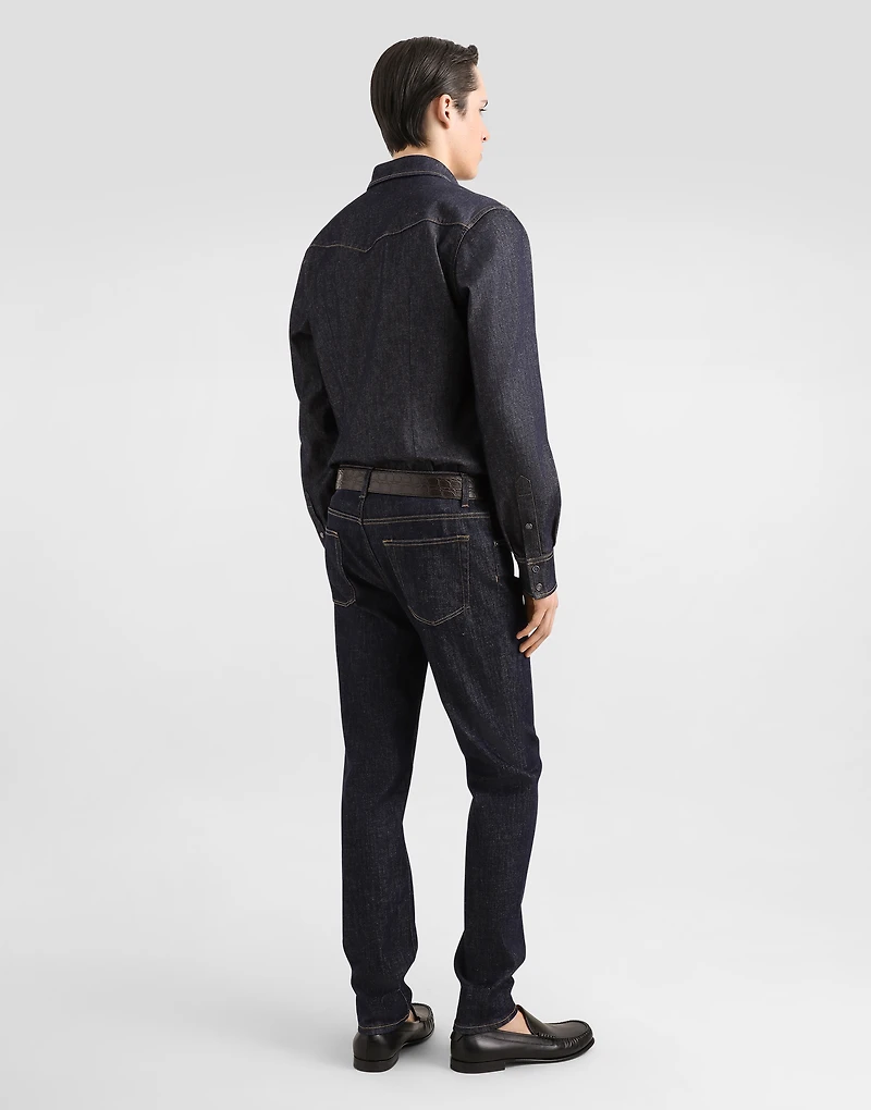 Slim-fit stretch cotton jeans with patch