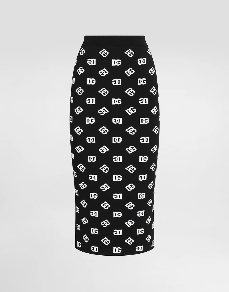 Viscose pencil skirt with jacquard DG logo
