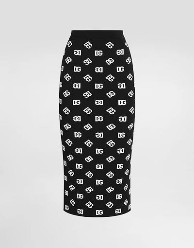 Viscose pencil skirt with jacquard DG logo