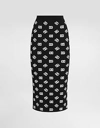 Viscose pencil skirt with jacquard DG logo