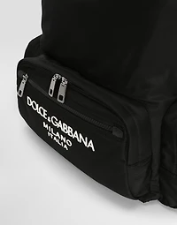 Nylon backpack with rubberized logo