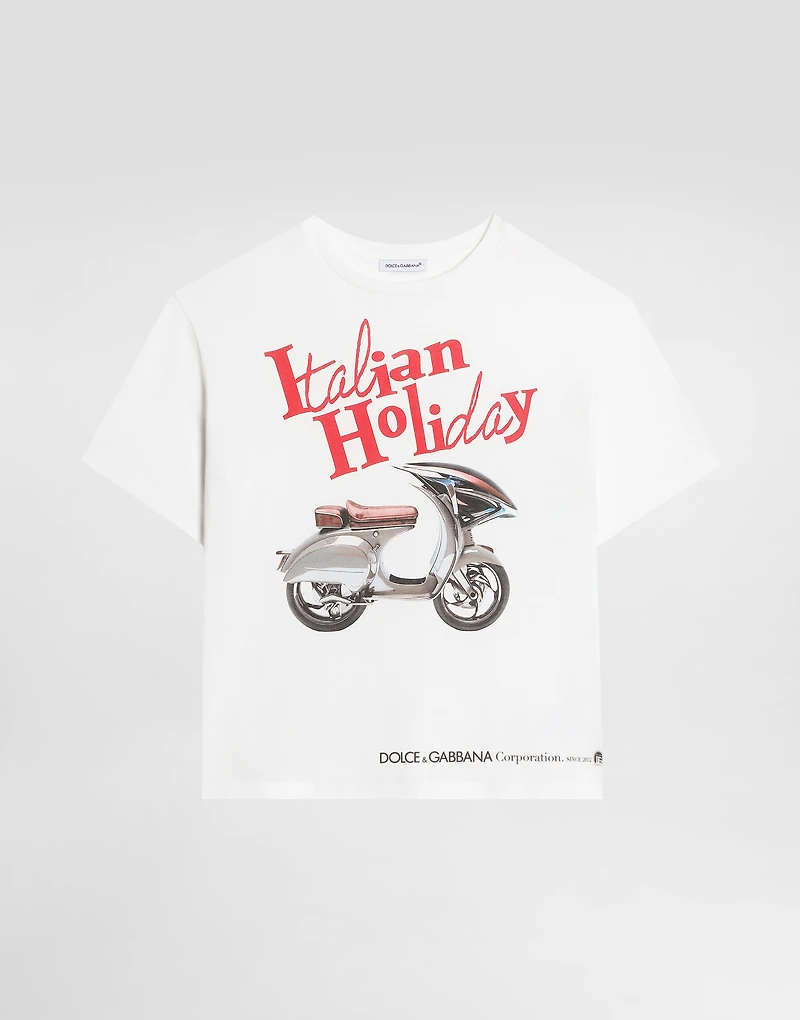 Jersey T-shirt with Italian Holiday print