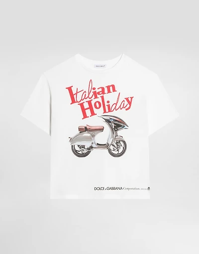 Jersey T-shirt with Italian Holiday print