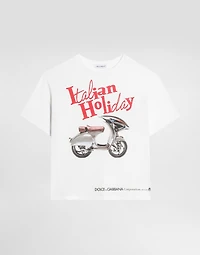 Jersey T-shirt with Italian Holiday print