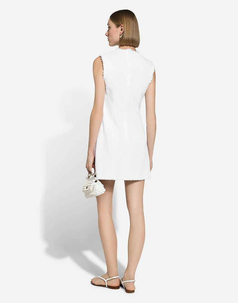 Short cotton raschel tweed dress