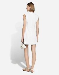 Short cotton raschel tweed dress