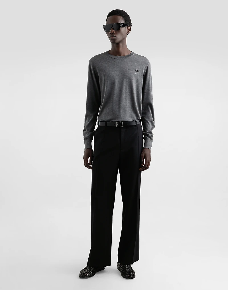 Silk round-neck sweater with DG embroidery