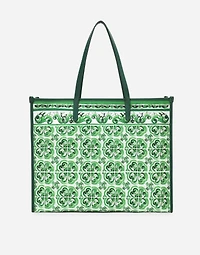 Large canvas shopper with majolica print