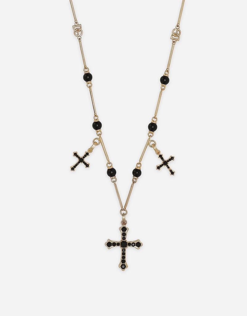Rosary-style necklace with crosses