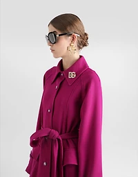 Single-breasted wool crepe coat with belt